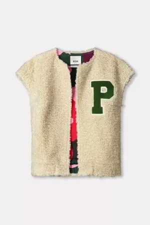 gilet teddy baseball ecru