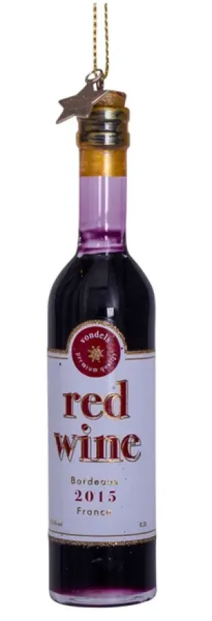 Vondels Wijnfles rood kersthanger